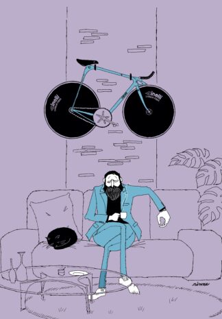 UNCLE RINNE フレーム付きアートプリント -- A cup of coffee and a beautiful bike