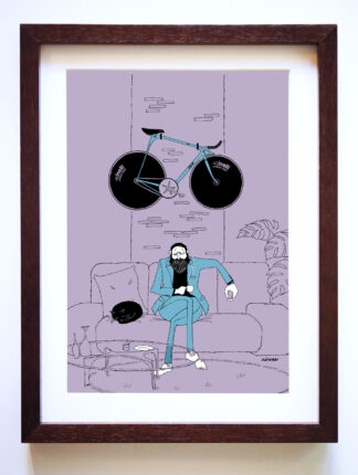UNCLE RINNE フレーム付きアートプリント -- A cup of coffee and a beautiful bike