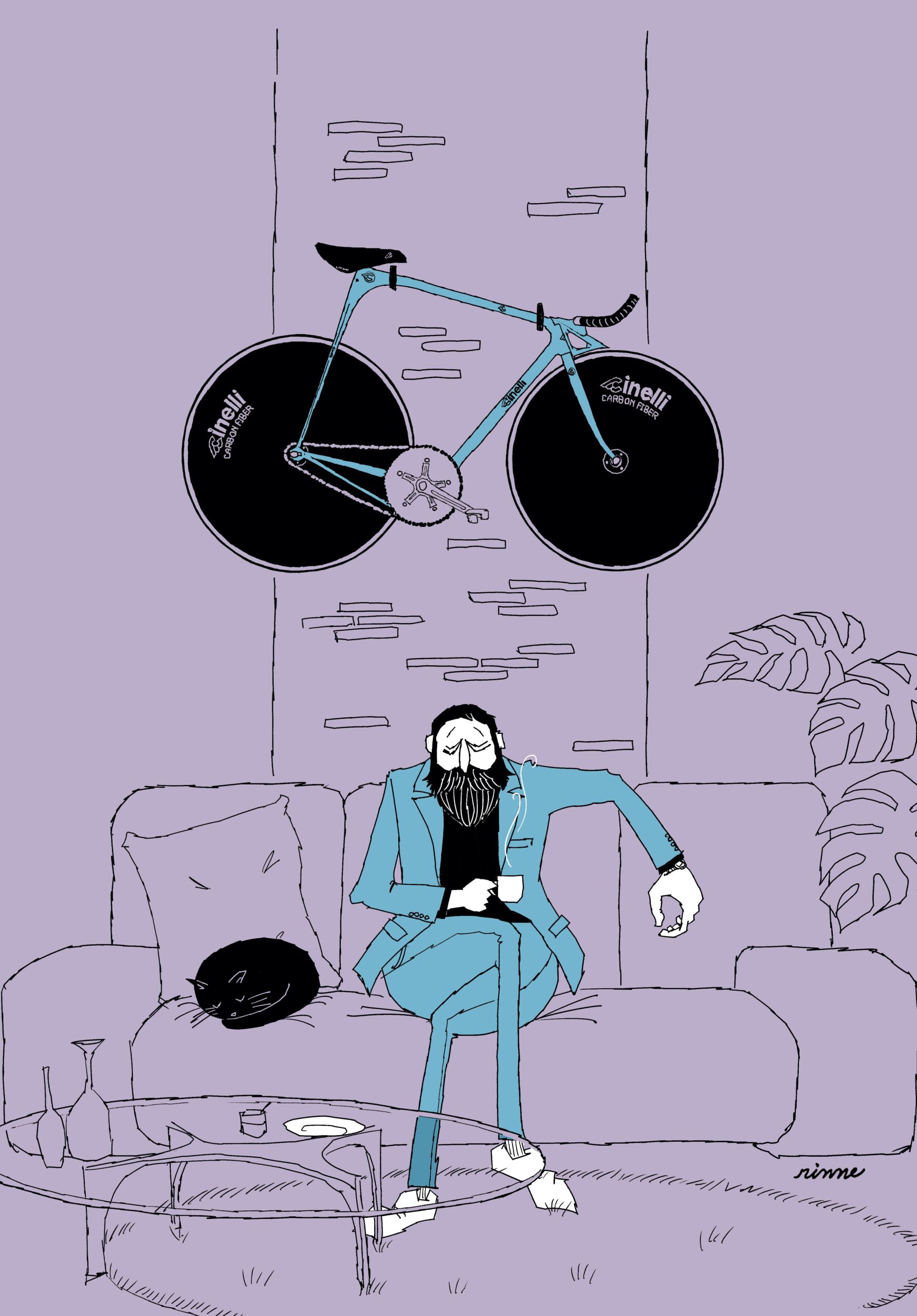 UNCLE RINNE フレーム付きアートプリント -- A cup of coffee and a beautiful bike