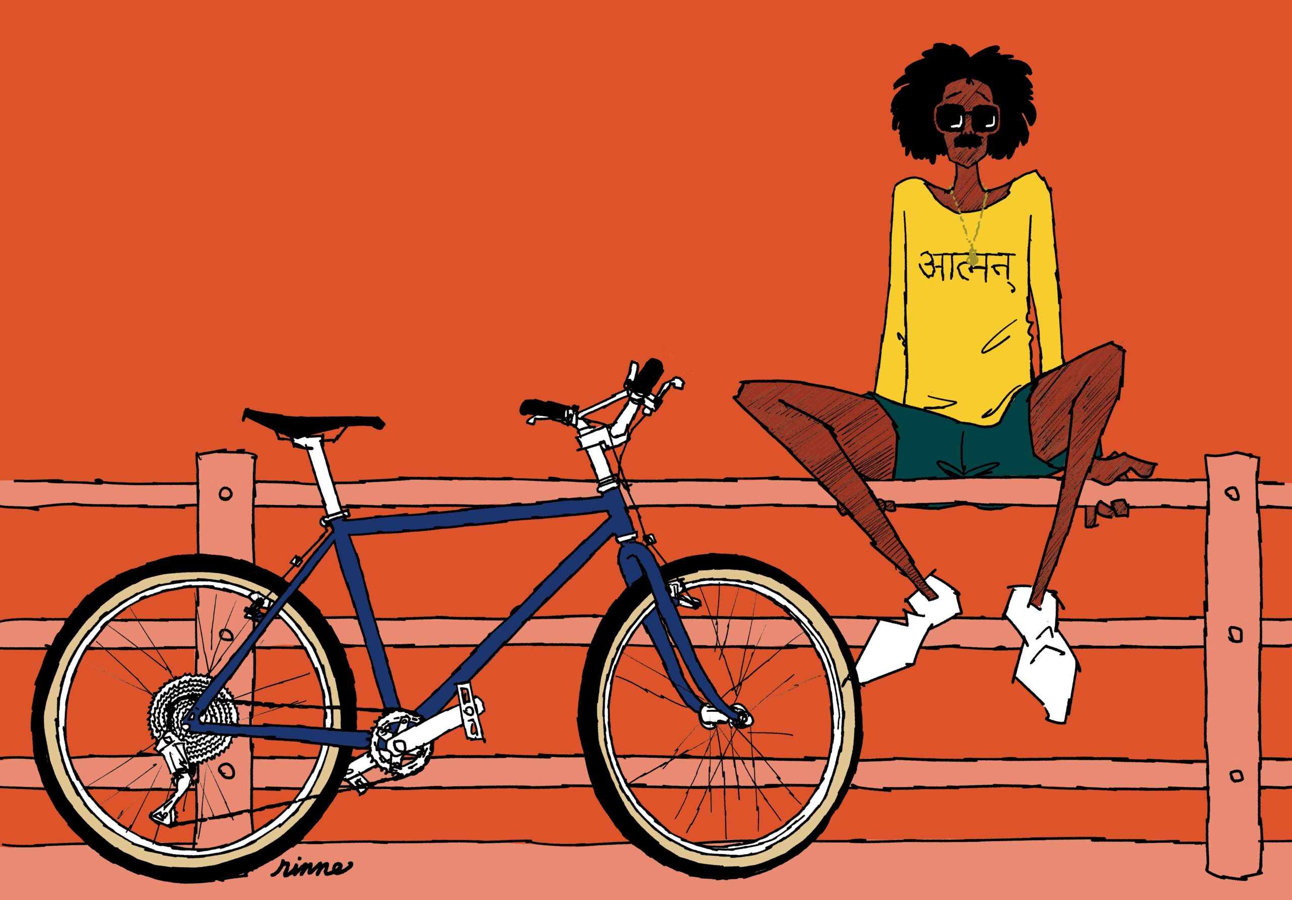 UNCLE RINNE フレーム付きアートプリント -- Atman and old mtb