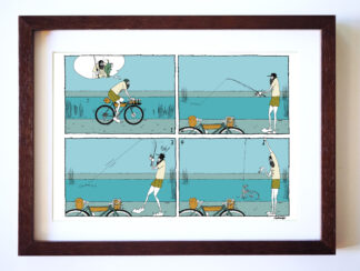 UNCLE RINNE フレーム付きアートプリント -- Bike&Fishing 4coma
