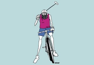 UNCLE RINNE フレーム付きアートプリント -- Bike polo Ready