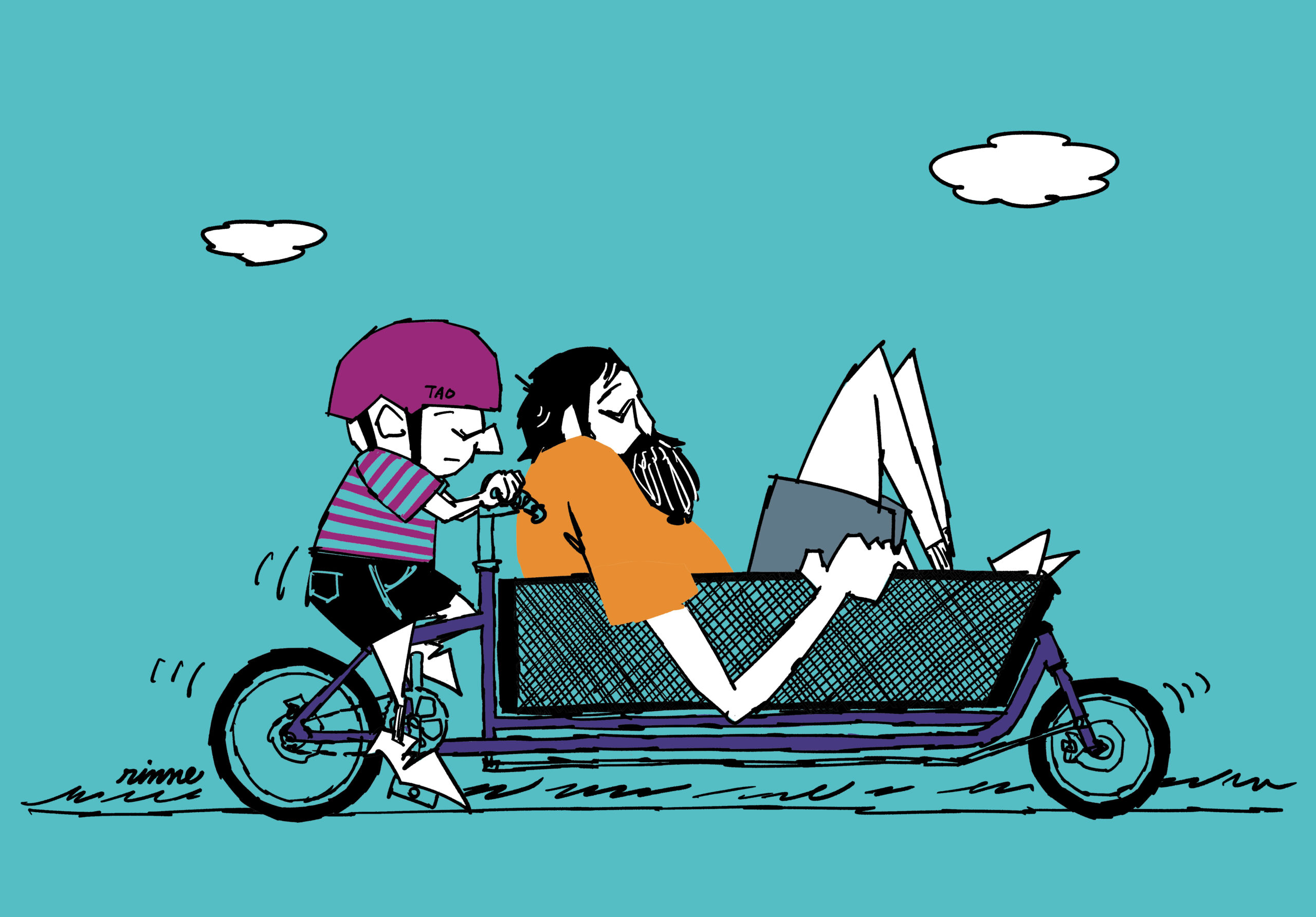 UNCLE RINNE フレーム付きアートプリント --  Cargo Bike... for Dad!