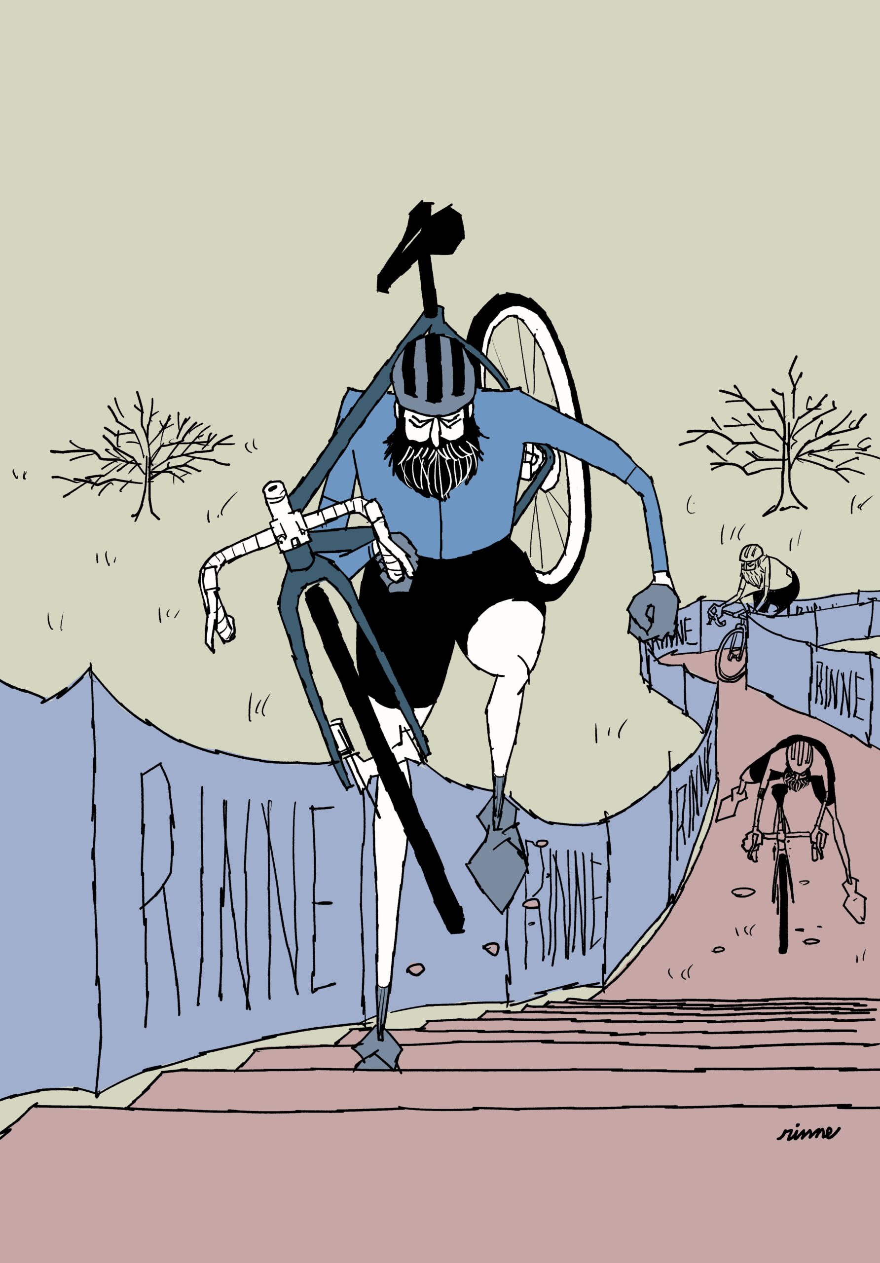 UNCLE RINNE フレーム付きアートプリント -- Cyclocross Stairs