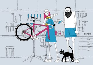 UNCLE RINNE フレーム付きアートプリント -- female mechanics