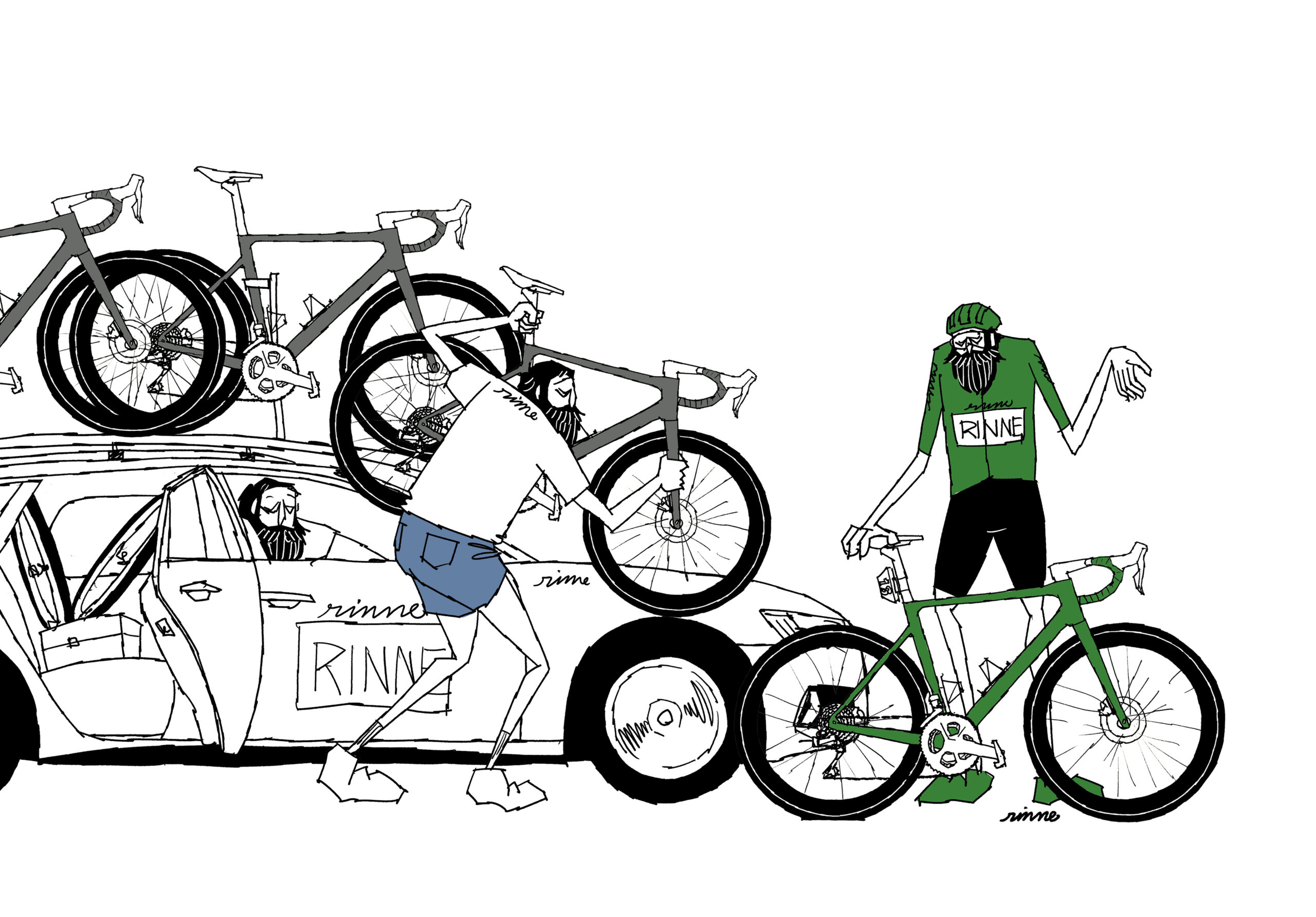 rinne　フレーム付きアートプリント --  Flat tire bike change2
