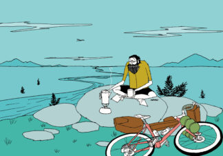 UNCLE RINNE フレーム付きアートプリント -- Go see the sights you can't see without biking