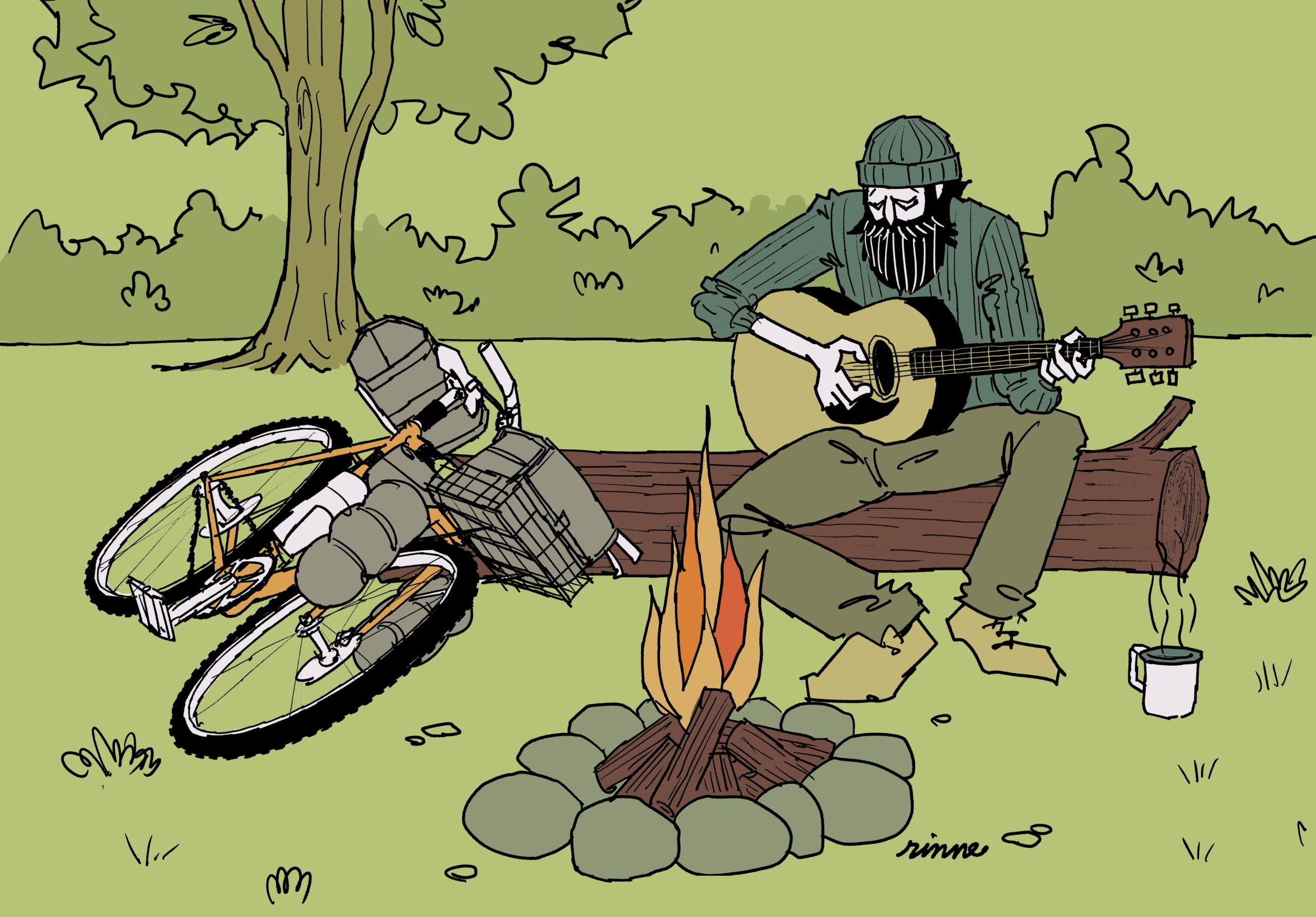 UNCLE RINNE フレーム付きアートプリント -- I need bike fire music