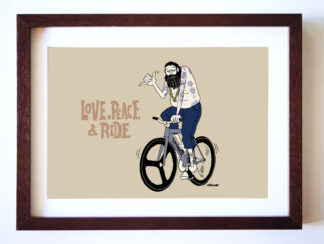 UNCLE RINNE フレーム付きアートプリント -- Love peace and ride