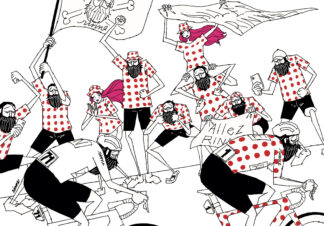 UNCLE RINNE フレーム付きアートプリント -- Maillot blanc a pois rouges