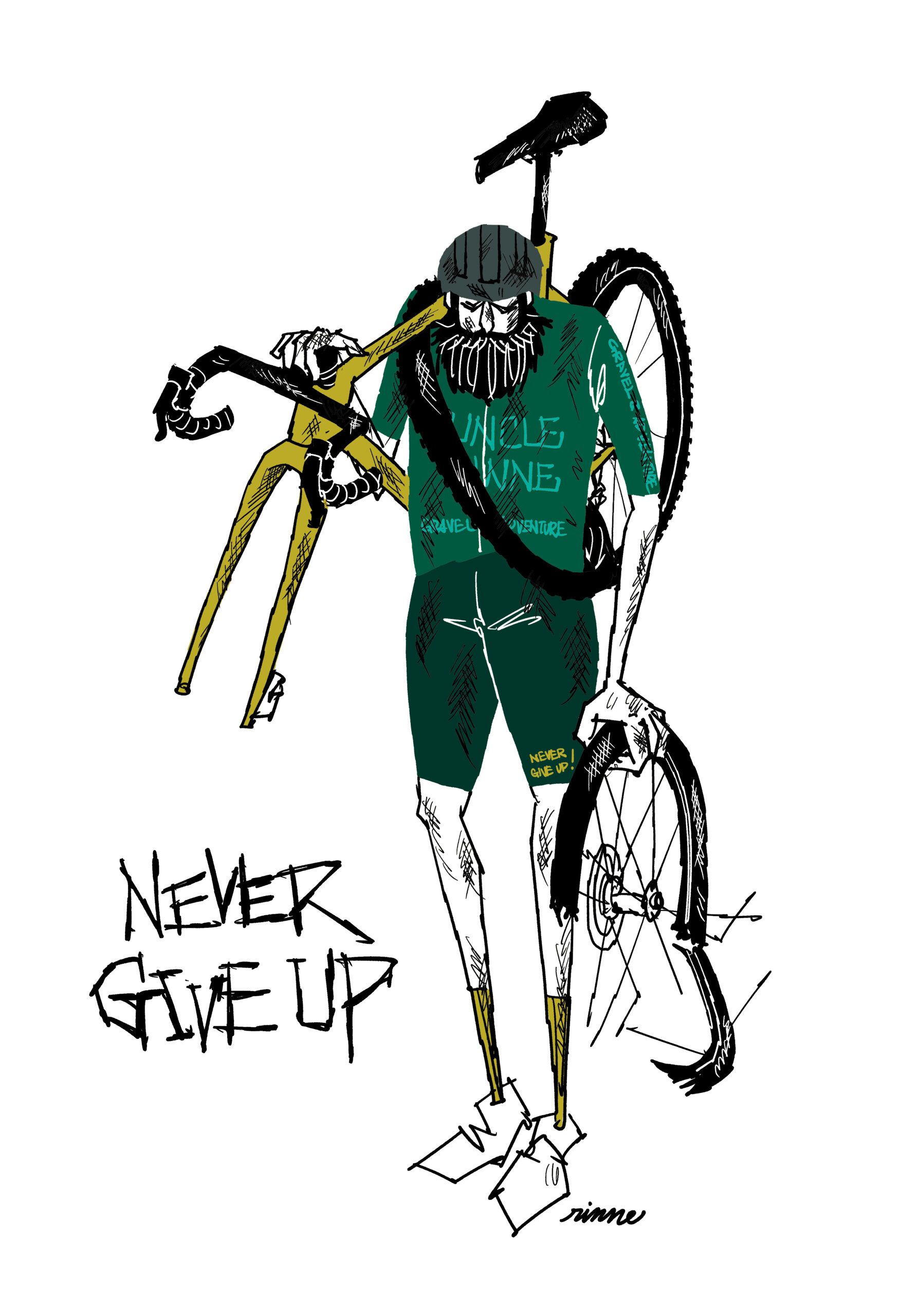 UNCLE RINNE フレーム付きアートプリント --  Never give up