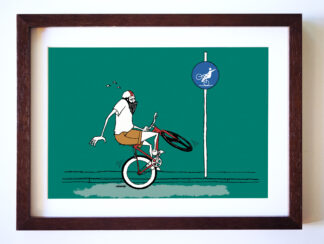 UNCLE RINNE フレーム付きアートプリント -- Observance of road signs Wheelie