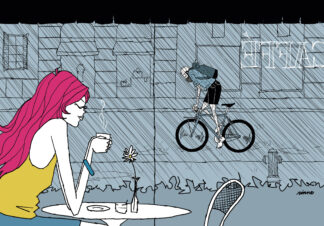 UNCLE RINNE フレーム付きアートプリント -- Rainy day cafe