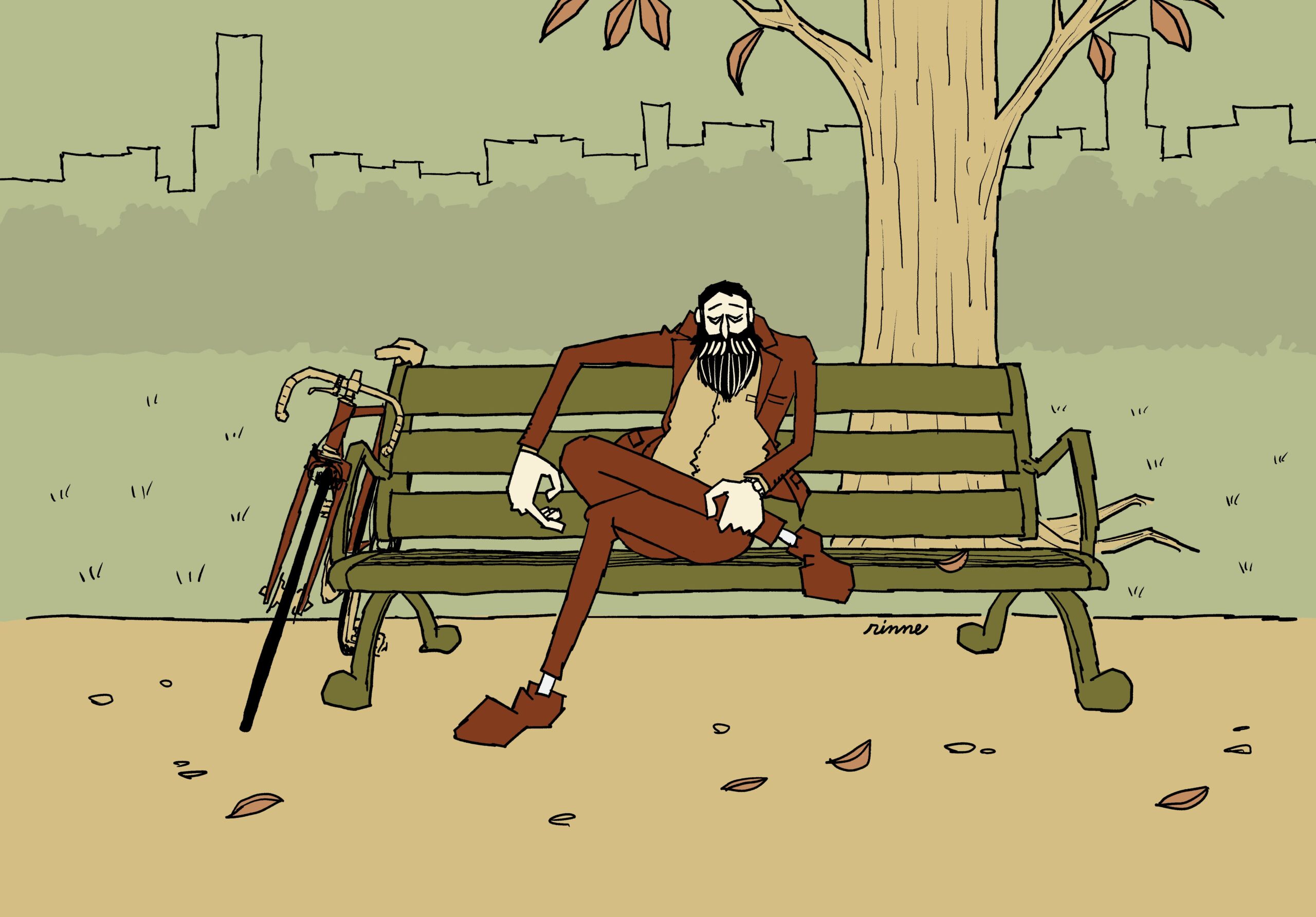 UNCLE RINNE フレーム付きアートプリント -- Saturday In The Park