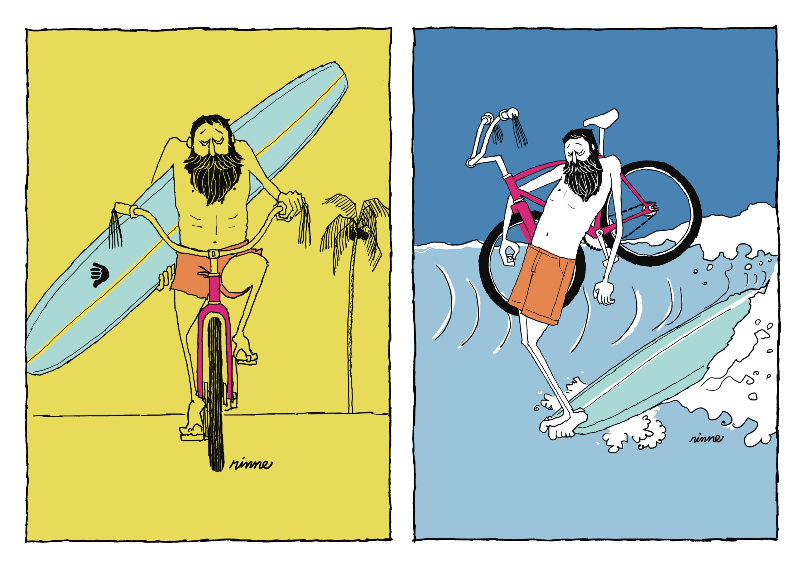 UNCLE RINNE フレーム付きアートプリント -- surfing UNCLE RINNE