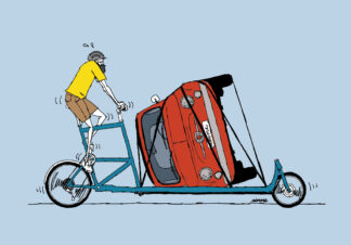 UNCLE RINNE フレーム付きアートプリント -- The Future of Cargo Bikes