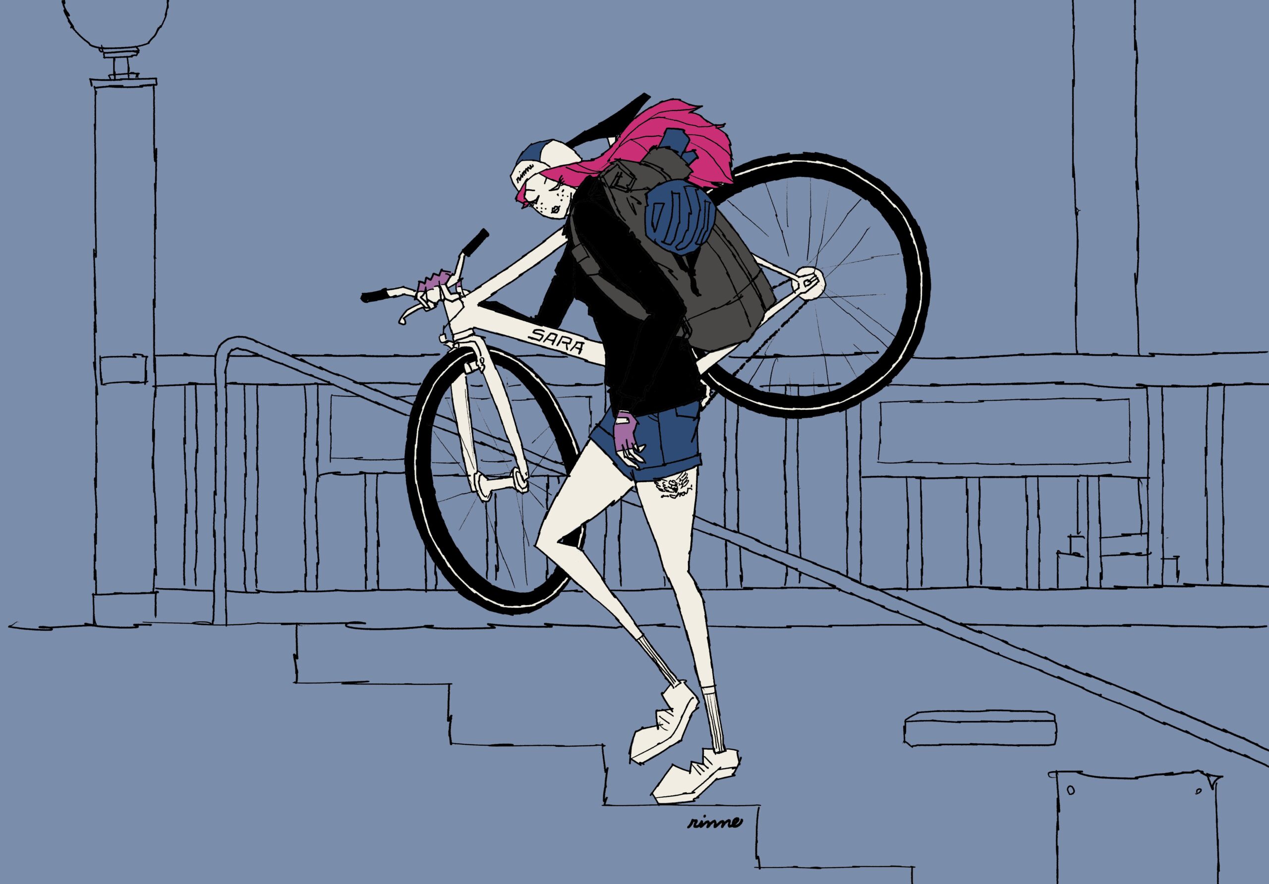 UNCLE RINNE フレーム付きアートプリント -- Urban cyclo crosser