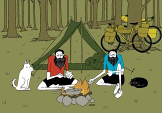 UNCLE RINNE フレーム付きアートプリント -- dog and cat