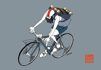 UNCLE RINNE フレーム付きアートプリント -- fixie Sk8er