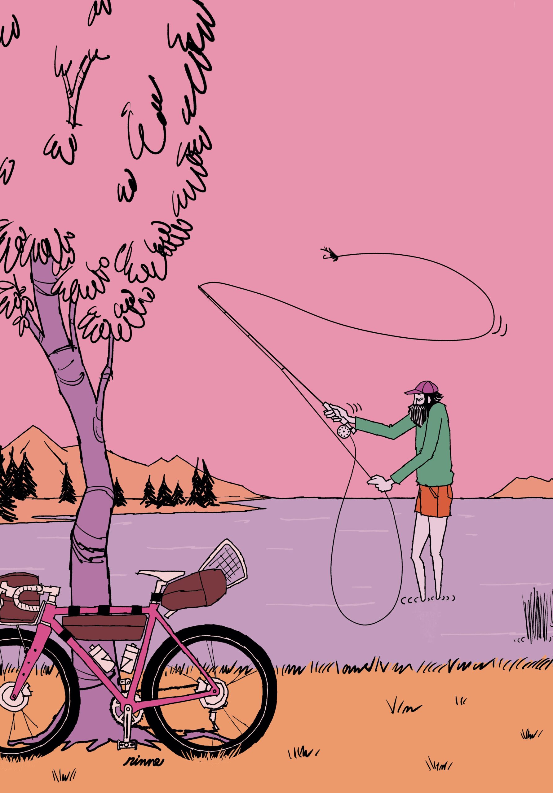 UNCLE RINNE フレーム付きアートプリント -- purple-lake