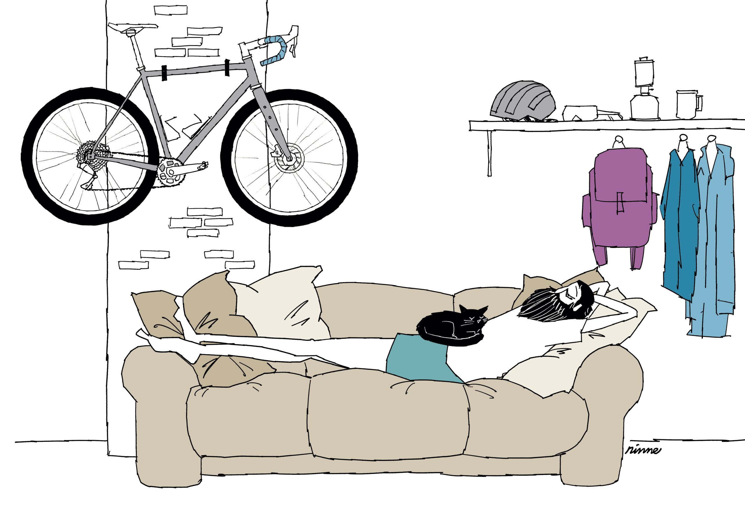 UNCLE RINNE フレーム付きアートプリント -- rest day With Cat