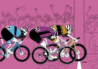 UNCLE RINNE フレーム付きアートプリント -- sprint finish bike throw