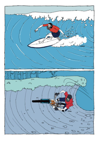 UNCLE RINNE フレーム付きアートプリント --  surf wave vs mountain wave