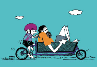 UNCLE RINNE Framed Art Print --  Cargo Bike... for Dad!