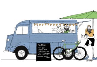 UNCLE RINNE Framed Art Print -- Coffee and ride --