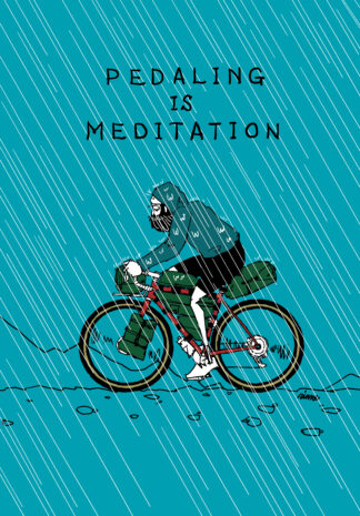 UNCLE RINNE Framed Art Print --  Pedaling is meditation rain ride