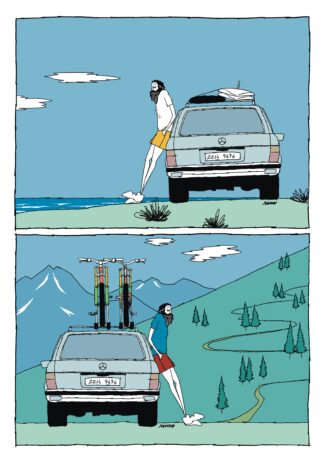 UNCLE RINNE Framed Art Print -- Surf and Mountain with S123