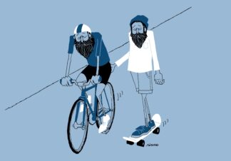 UNCLE RINNE Framed Art Print -- With skateboard --